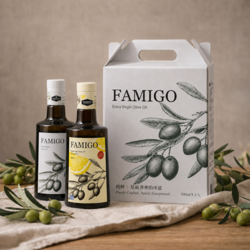 FAMIGO 檸檬共萃特級初榨橄欖油與經典款特級初榨橄欖油 2 入禮盒